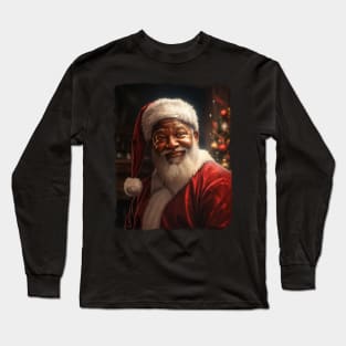 Black Santa realistic Long Sleeve T-Shirt